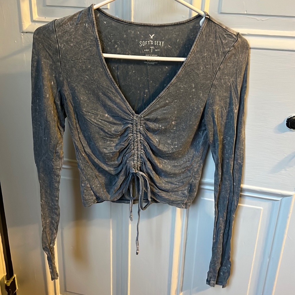 tie up front long sleeve tee